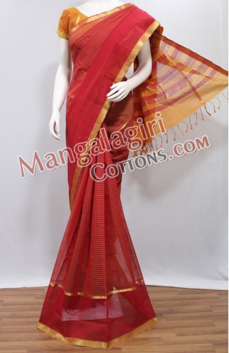 Mangalagiri Cotton Saree - Rosewood main image 0